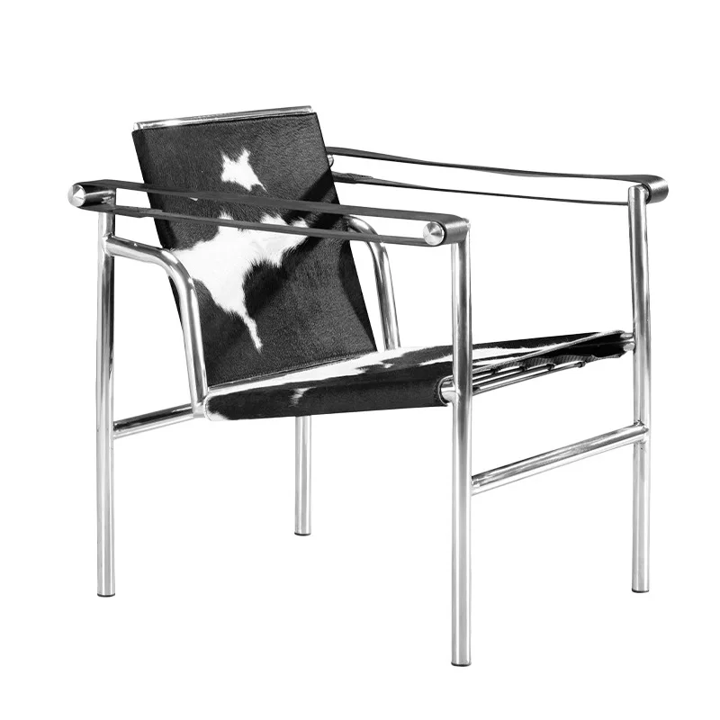 

Simple and modern, leather art, leisure, recliner, stainless steel sofa chair