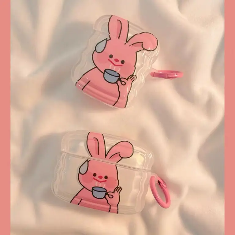 Apple Airpods 2および3用シリコンケース,ソフト漫画,韓国スタイル,Bluetoothおよびウェーブ