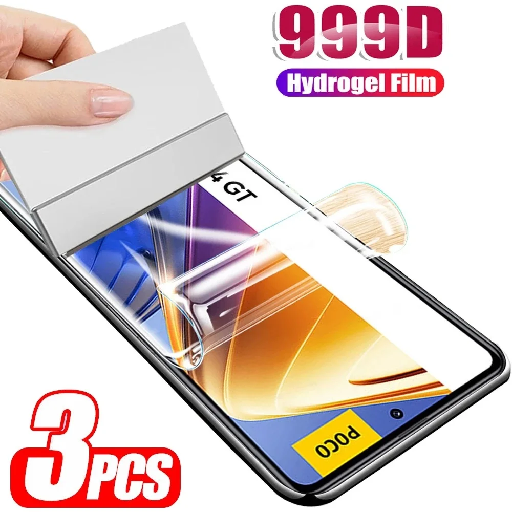 3PCS Hydrogel Film for Poco X3 Pro X3 NFC M6 Pro M5S M5 Screen Protector for Xiaomi Poco F3 F4 GT F5 F2 M3 M4 X4 X5 Pro 5G film