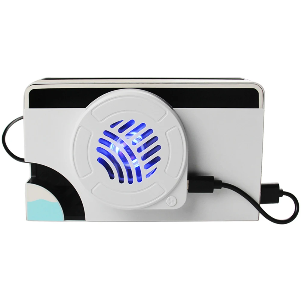 قاعدة تبريد وحدة التحكم في الألعاب، مروحة تبريد LED مع مشعاع محطة إرساء الضوء لملحقات نينتندو سويتش OLED #4