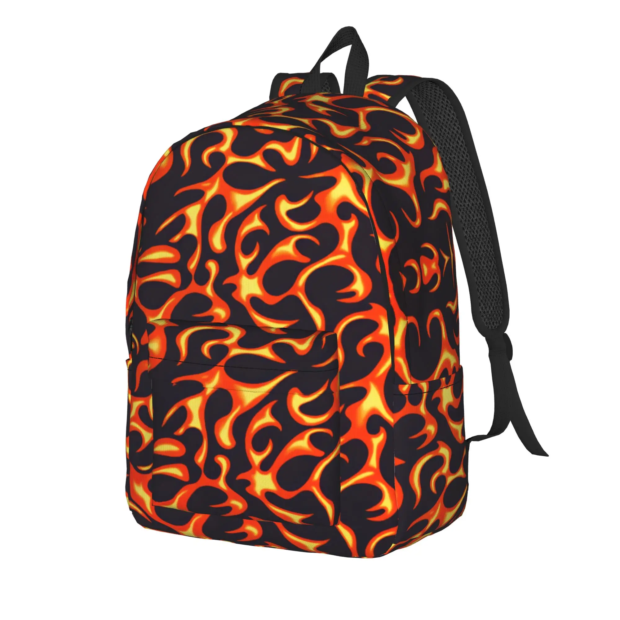 Red Flame Spandex Backpack  Camping Backpacks Boy Girl Colorful Big High School Bags Funny Rucksack