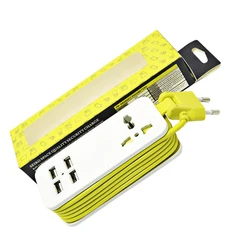 EU Plug Power Strip Extension Cable Electrical Socket 4 USB Ports For Home Office Yellow White Power Strips