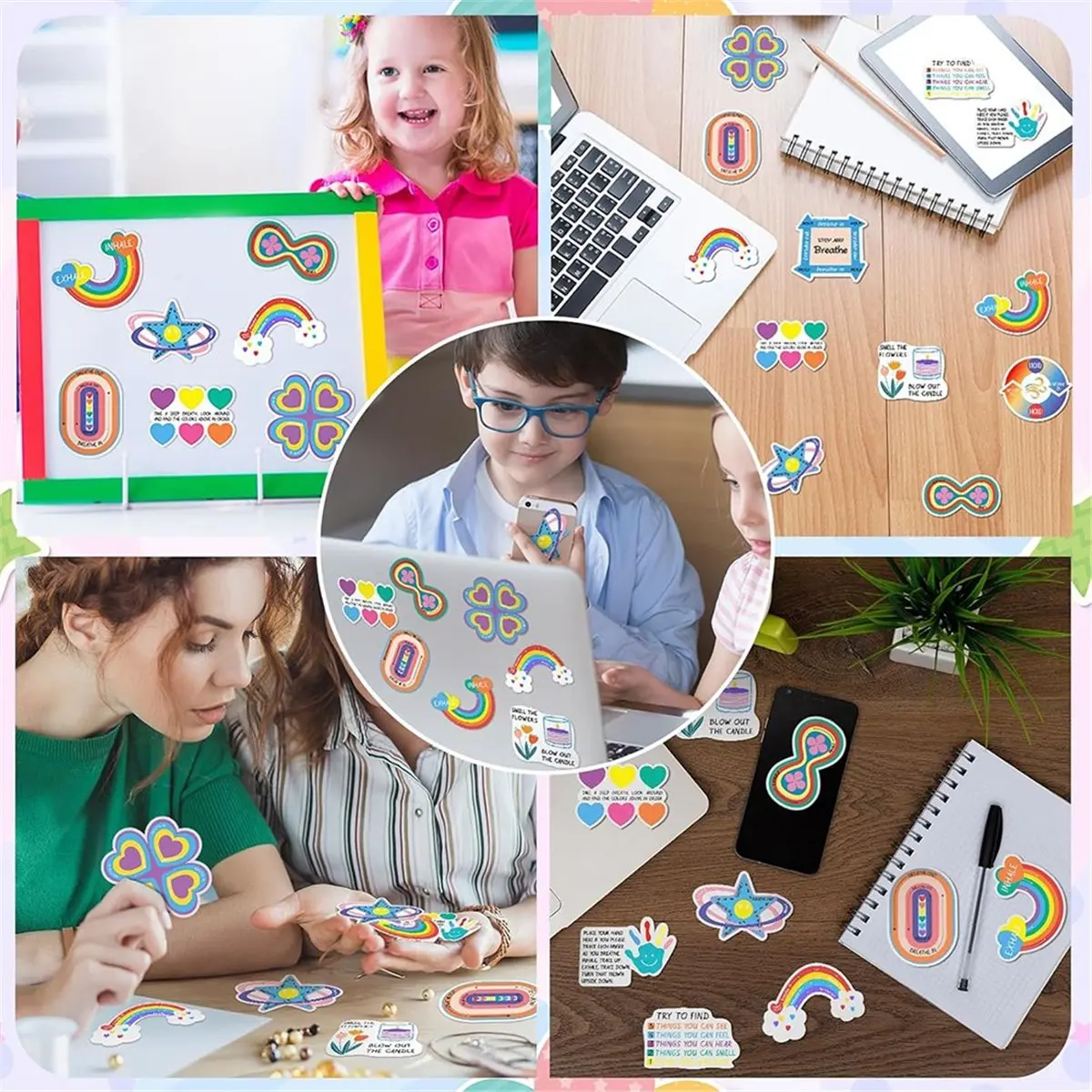 120 Pcs Anxiety Sensory Stickers for Stress Relief, Textured Tactile Fidgets for Mental Health, Autism & ADHD