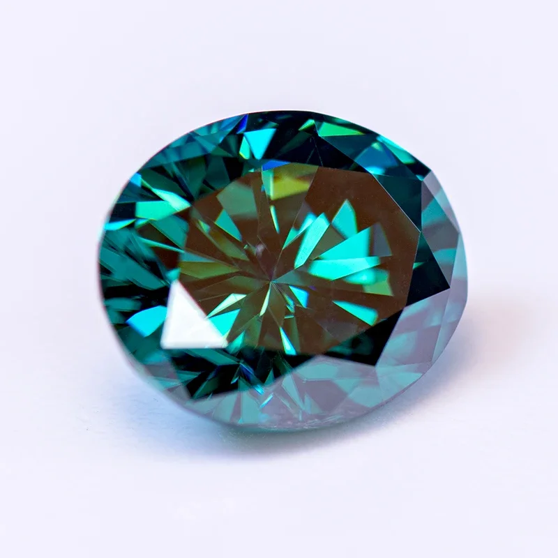 Moissanite Gemstone Natural Color Emerald Green Oval Cut Lab Grown Diamond For Charms Women Jewelry Making With GRA Certificate