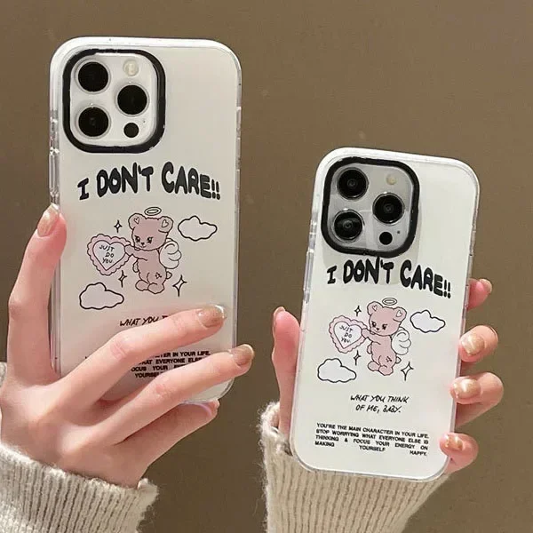

2.0 Version Acrylic Upgrade Border Bear Angel Phone Case Cover for IPhone 11 12 13 14 15 16 Pro Max Case