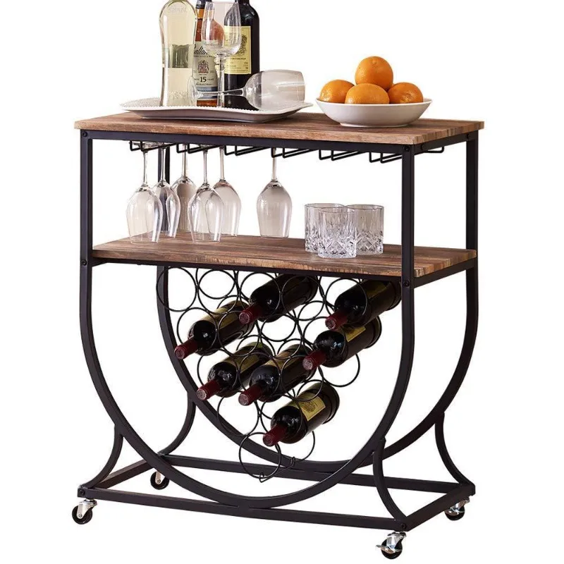 

Black wrought iron trolley, restaurant locker, glass rack trolley