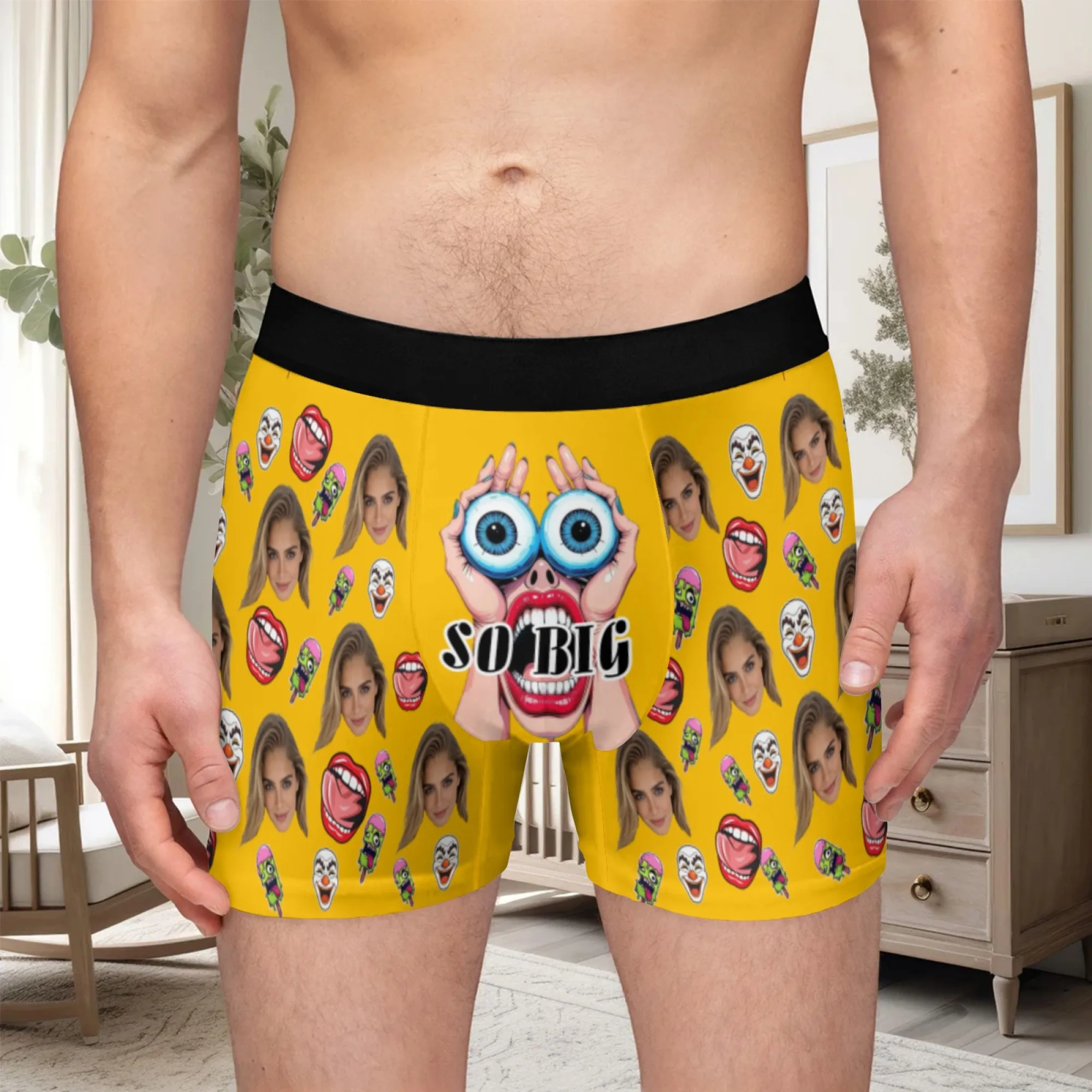 Customized personalized facial photos men's long underwear Valentine's Day gift underwear breathable and comfortable