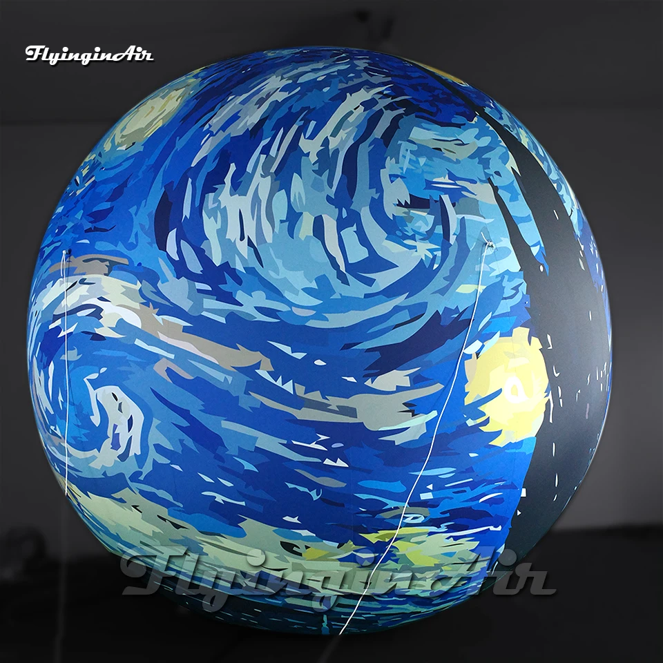 Fantastic Hanging Balloon Large Inflatable Ball Huge Sphere Printed Van Gogh Oil Painting The Starry Night For Art Show