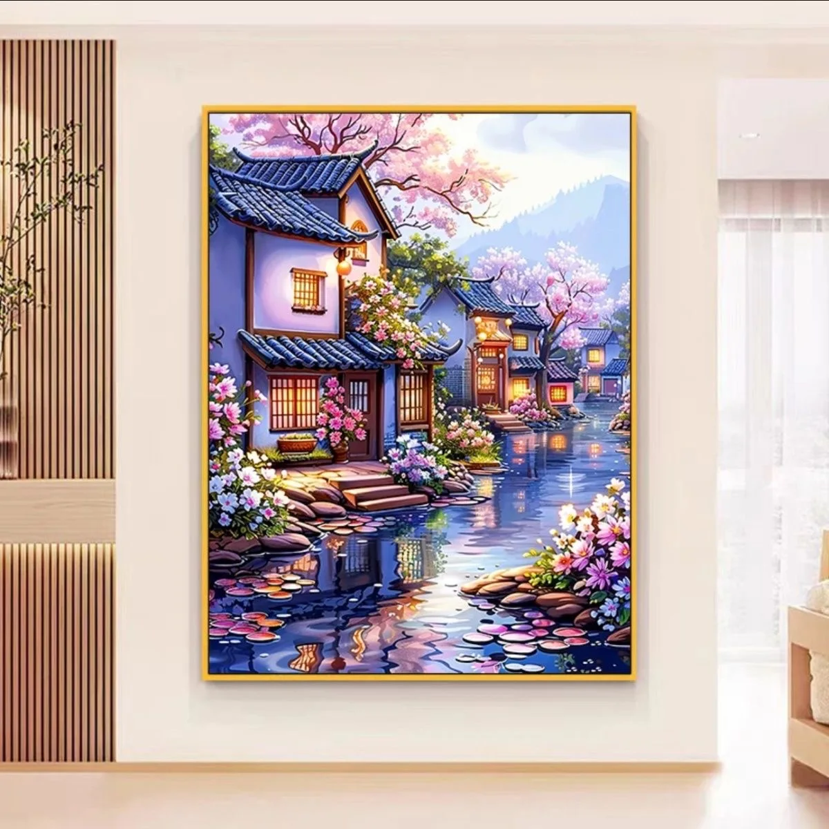 9ct 60x80cm Jiangnan Scenery Embroidery DIY Chinese Style Printed Kits Cross Stitch Needlework Set Home Decor Crafts