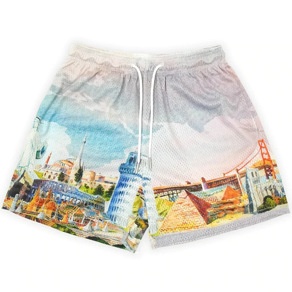 Summer New Trendy  Design Shorts Women Men Vintage Oversize Street Sports Outdoor Shorts Hawaii Beach Short Pants Swim Trunks