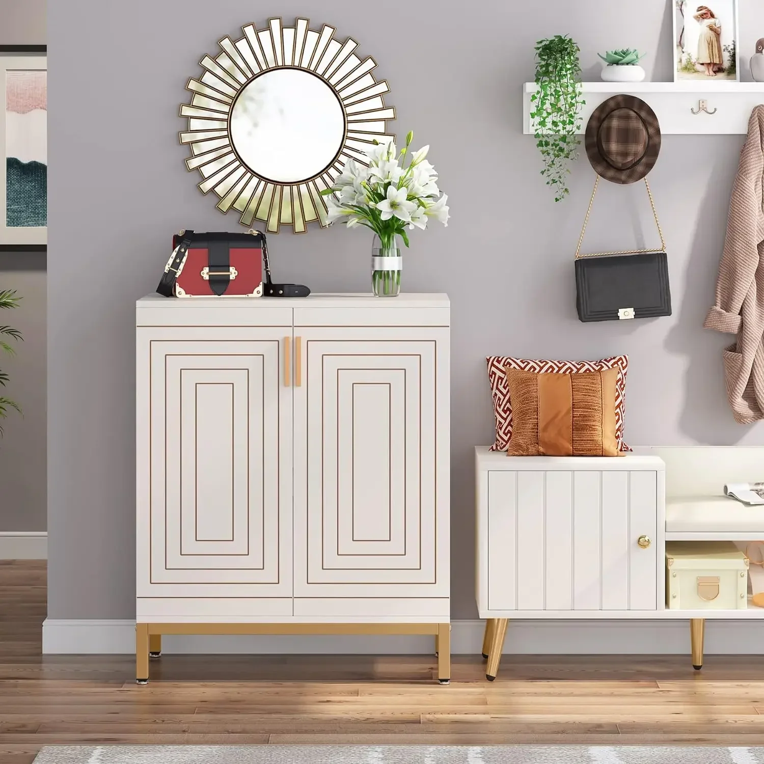 

Shoe Cabinet with Doors, 20 Pairs Entryway Shoe Storage Cabinet with Shelves, 5-Tier Modern Free Standing Shoe Racks A