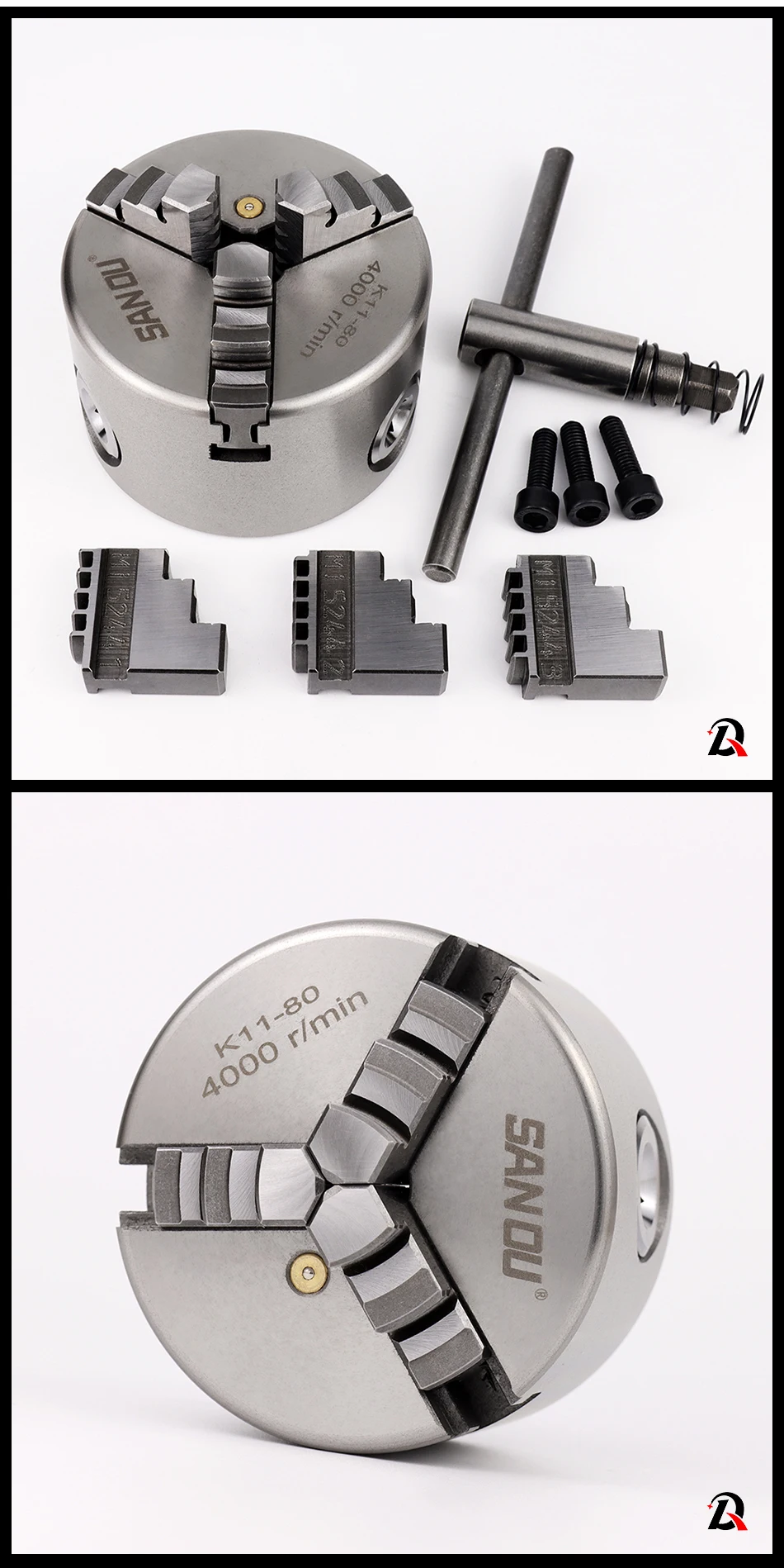 K11-80 3-Backen-selbstzentrierende 80 mm (3,15 Fuß) Drehmaschine, manuelles Scrollfutter für Mini-Mechanik-Drehmaschine mit gehärtetem Stahl für Holzverfahren – Detail 2