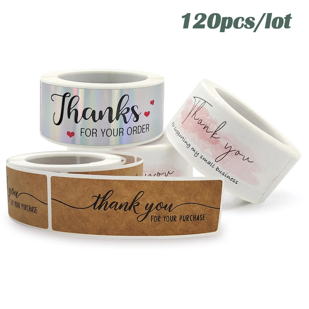 120Pcs Thank You for Your Order Stickers Kraft/Pink Labels for Envelope Sealing for Small Business Decor Scrapbook Sticker