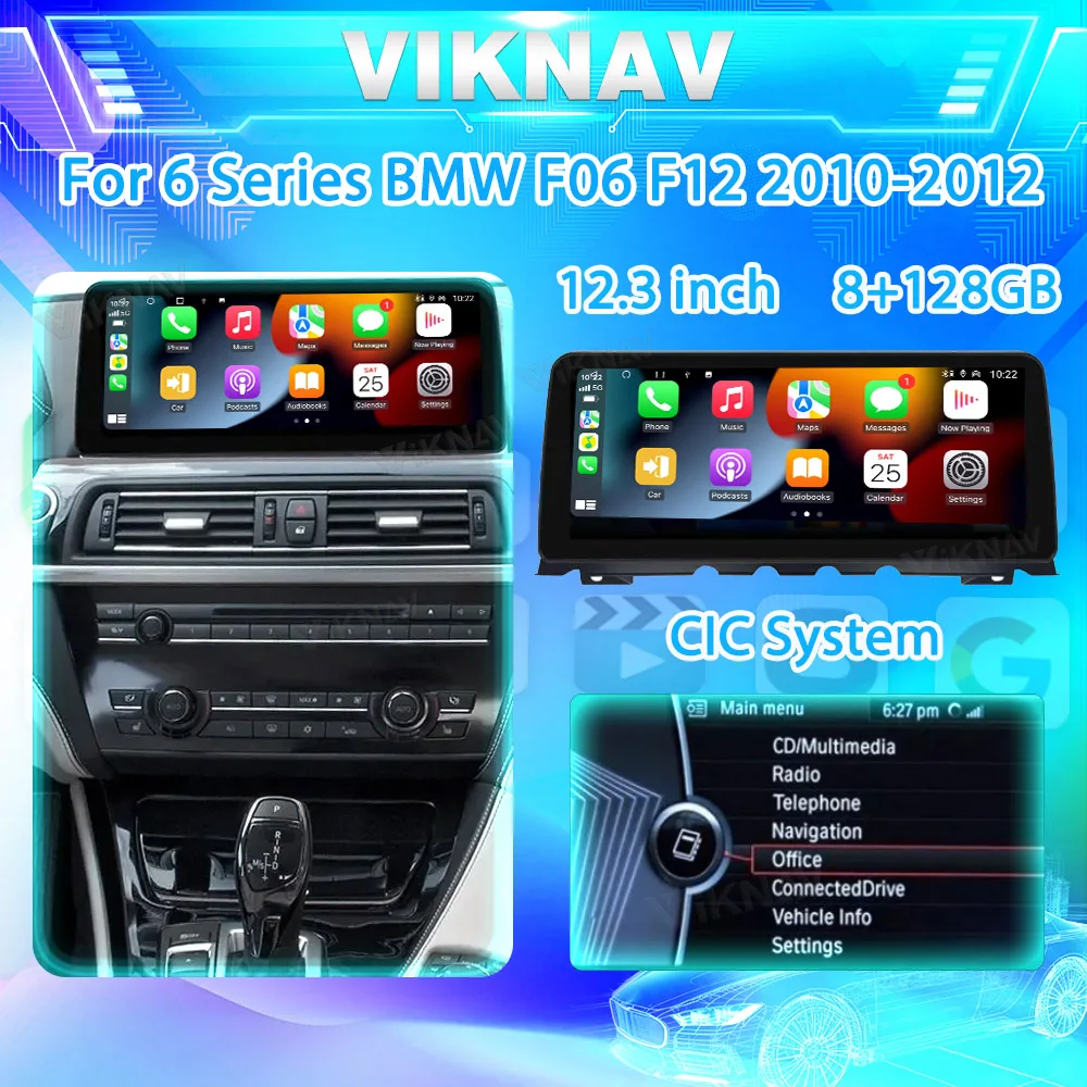 

Автомагнитола Viknav, 12,3 дюйма, Android 13, для BMW 6 серии F06 F12 2010-2012, оригинальная автомобильная система CCC CIC, DSP, GPS-навигация, мультимедиа