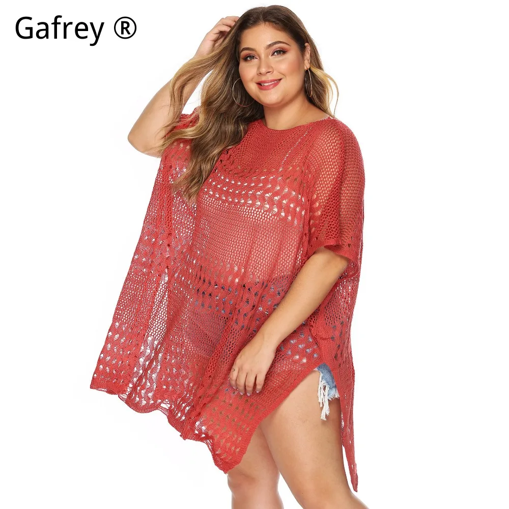 4XL 3XL XL Women's Plus Size Sheer Mesh Cover Up Dress 2026 New Cut Out See Through Bikini Cover Up Beach Vacation Maxi Outfits
