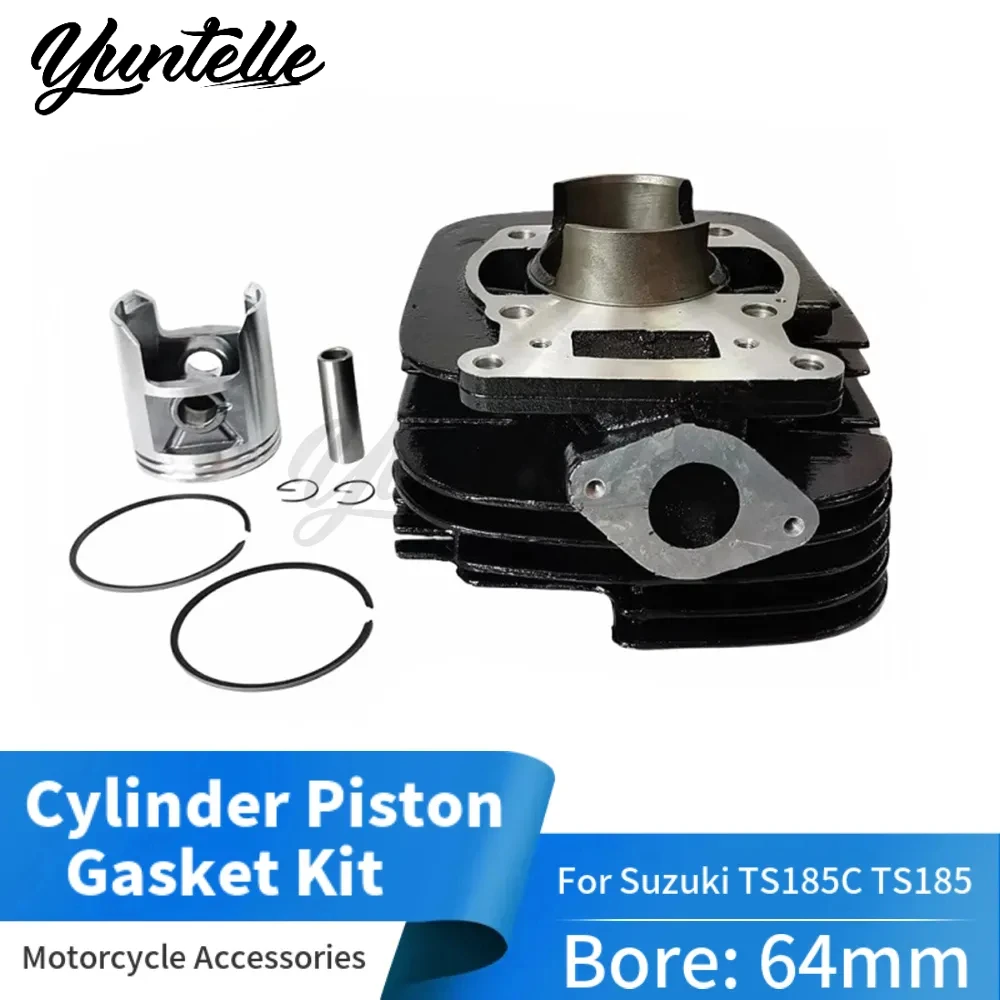 64mm Bore Cylinder Block Piston Ring Gasket Kit For Suzuki TS185C TS185 TS 185 185cc 2-stroke Motorcycle Accessories 11210-29900