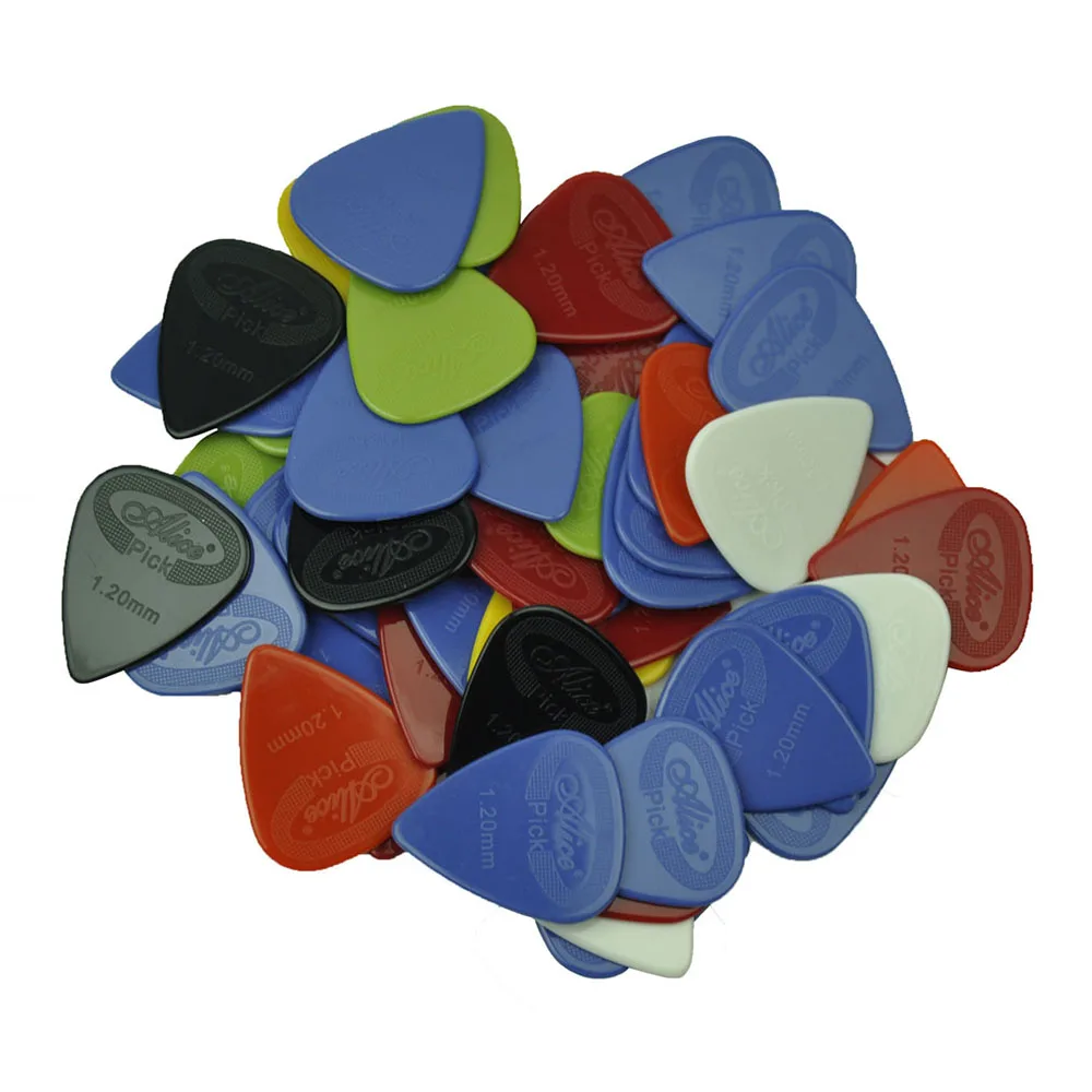 100pcs Heavy 1.2mm Glossy Anti-Skid Projecting Nylon Guitar Picks Plectrums Bass Picks