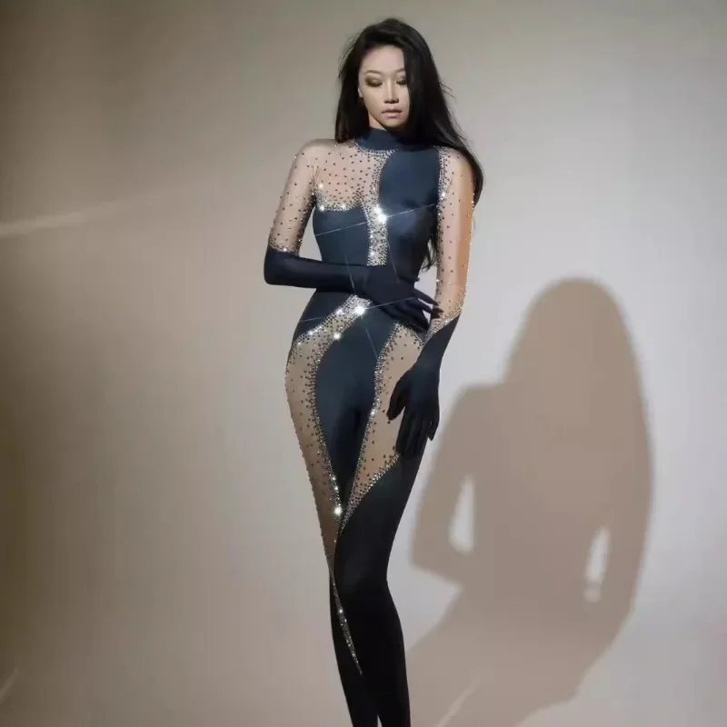 

customized slimming and slimming jumpsuit stage performance show DJ female singer club birthday party dress leotards for girls