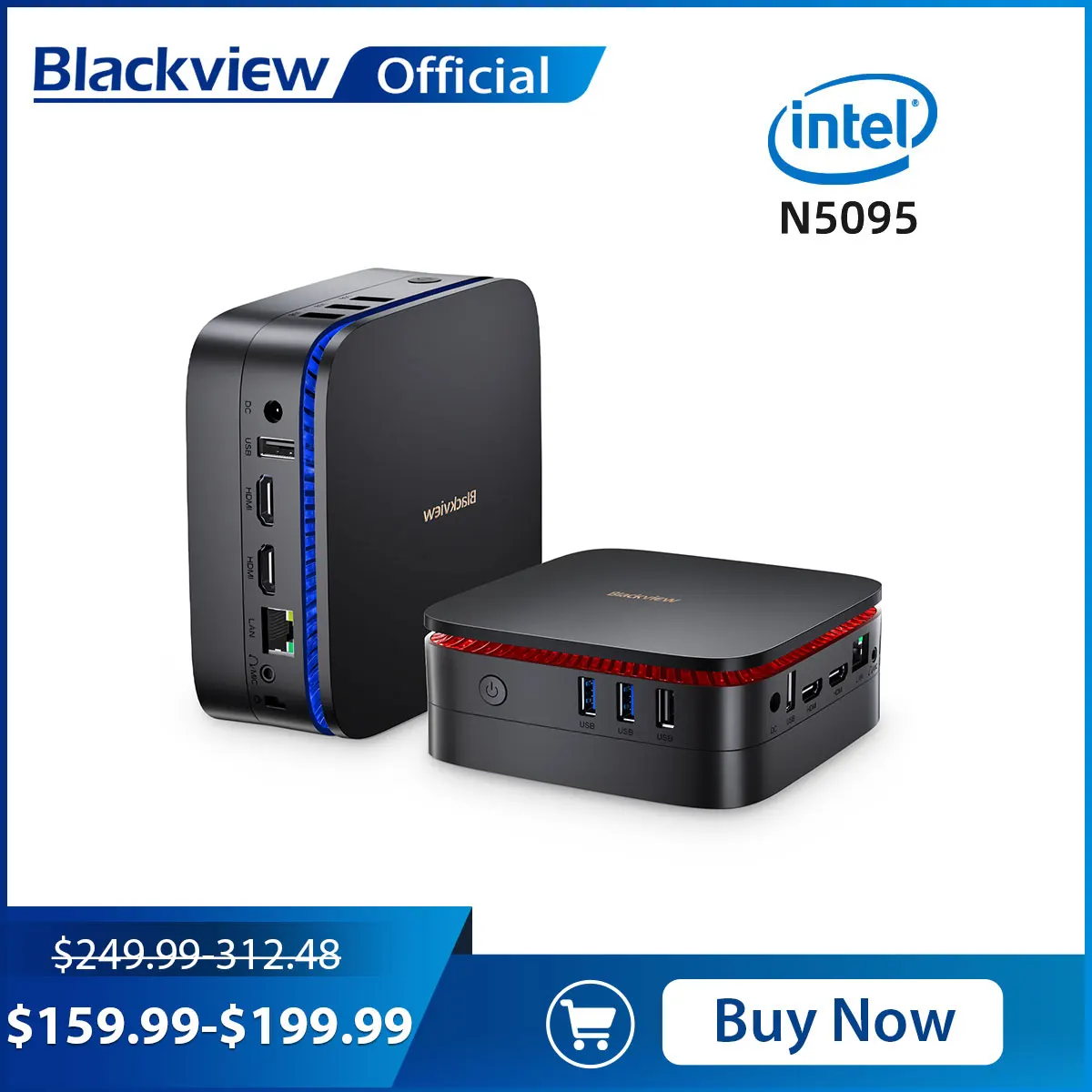 Mini Computador Desktop Blackview, Windows 11 Pro, Intel, 11ª Geração, N5095, DDR4, SSD de 16GB, 512GB, VESA, Casa e Negócios, 4K HDMI, MP60