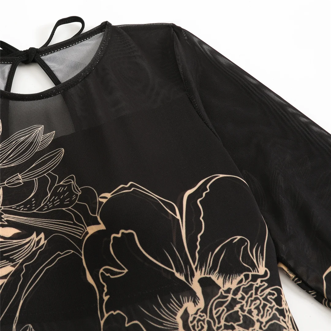 S - XXL 3-teiliges Set, neues, bedrucktes, langärmeliges Badeanzug-Set mit Hose, Sarong, Damen-Badebekleidung, einteiliger Badeanzug, Damen-Badeanzug, Badeanzug V7180 – Detail 26
