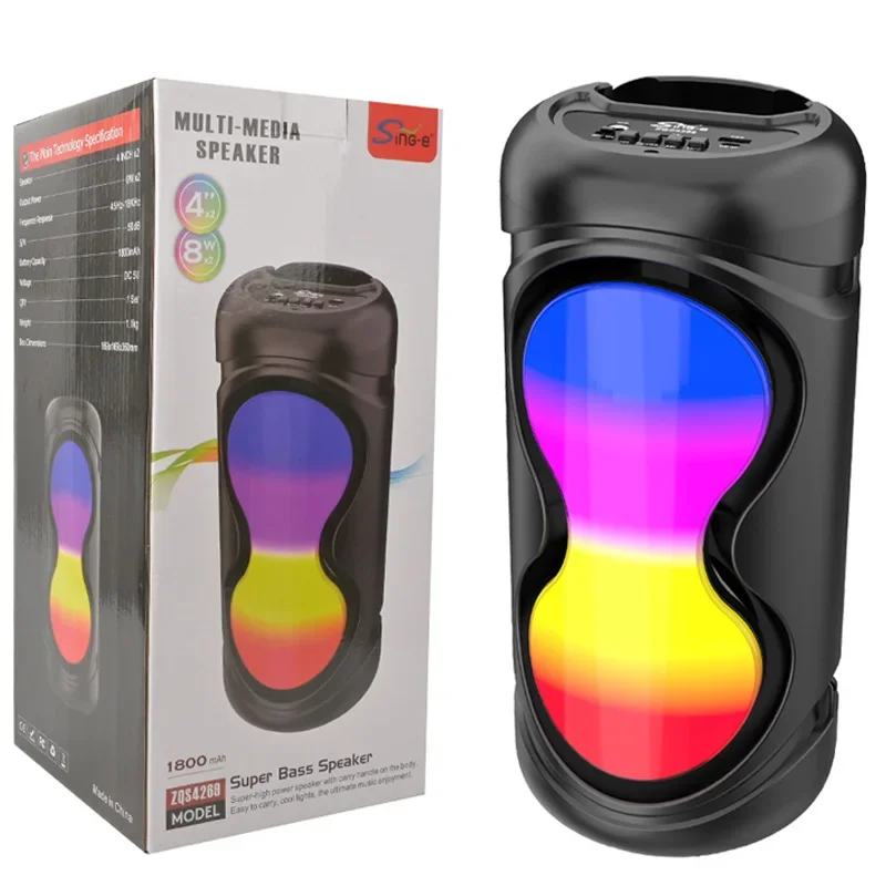 

ZQS4269 RGB Pickup Rhythm Light Audio Portable Bluetooth Speaker Wireless Column Family Karaoke Player Party Subwoofer Speakers