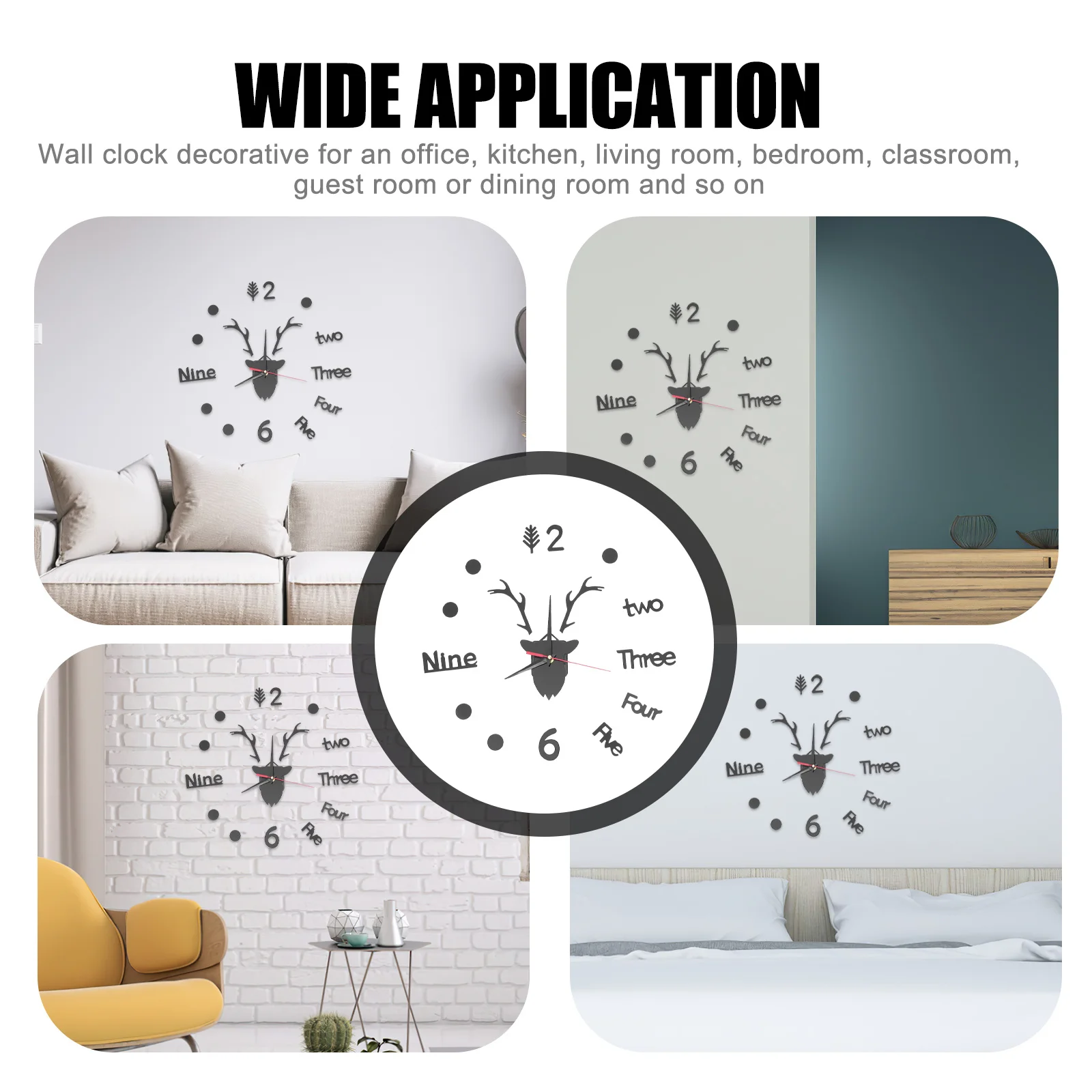 

DIY Deer Head Acrylic Wall Clock Mute Decor for Home Classroom Living Room Bedroom DIY Acrylic Wall Clock Home Decoration