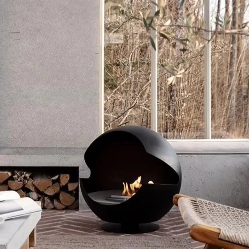 

【Fashionable】YISHU Customized French-Style Eco-friendly Outdoor Freestanding Metal Bioethanol Fireplace Real Fire Ambiance Art D