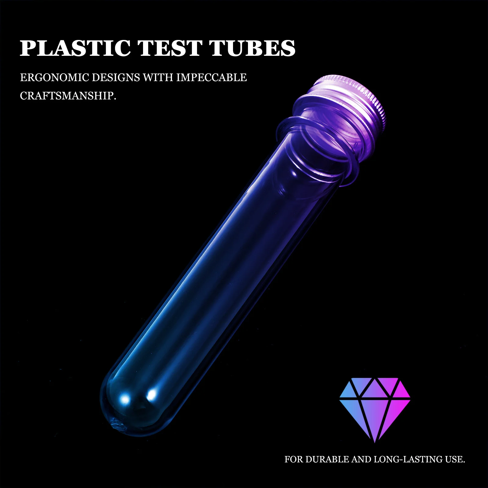 20pcs Plastic Test Tubes 40Ml With Caps Durable Lightweight Clear For Lab Liquid Sample Storage Tube Bottles Container