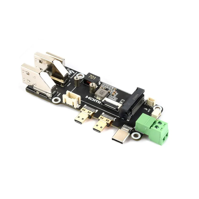Waveshare PCIe To M.2 Multifunctional Adapter,Compatible with Raspberry Pi 5,Two Power Supply Methods, Supports Dual 4K Outputs