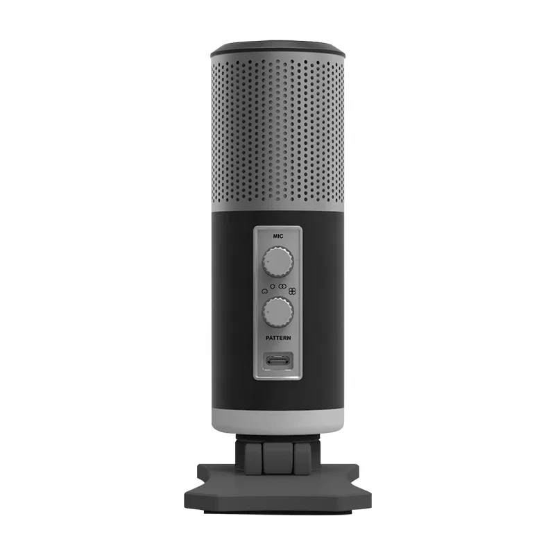 Manchezs Neues OEM 4-Kopf-Multifunktions-USB-Kondensator-Aufnahmegame-Desktop-Mikrofon mit buntem RGB-LED-Licht