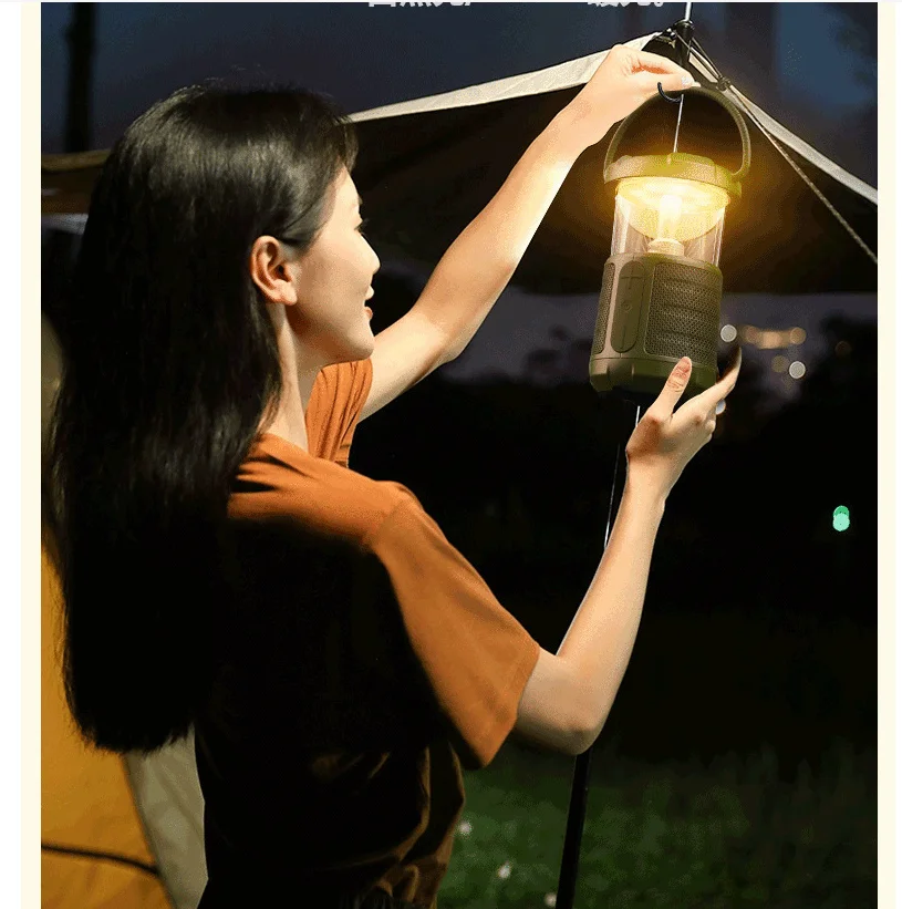 Outdoor-Camping-Lautsprecher mit Atmosphären lampe Wireless Bluetooth tragbarer Subwoofer 360 ° Stereo-Surround-Sound BT Heavy Bass