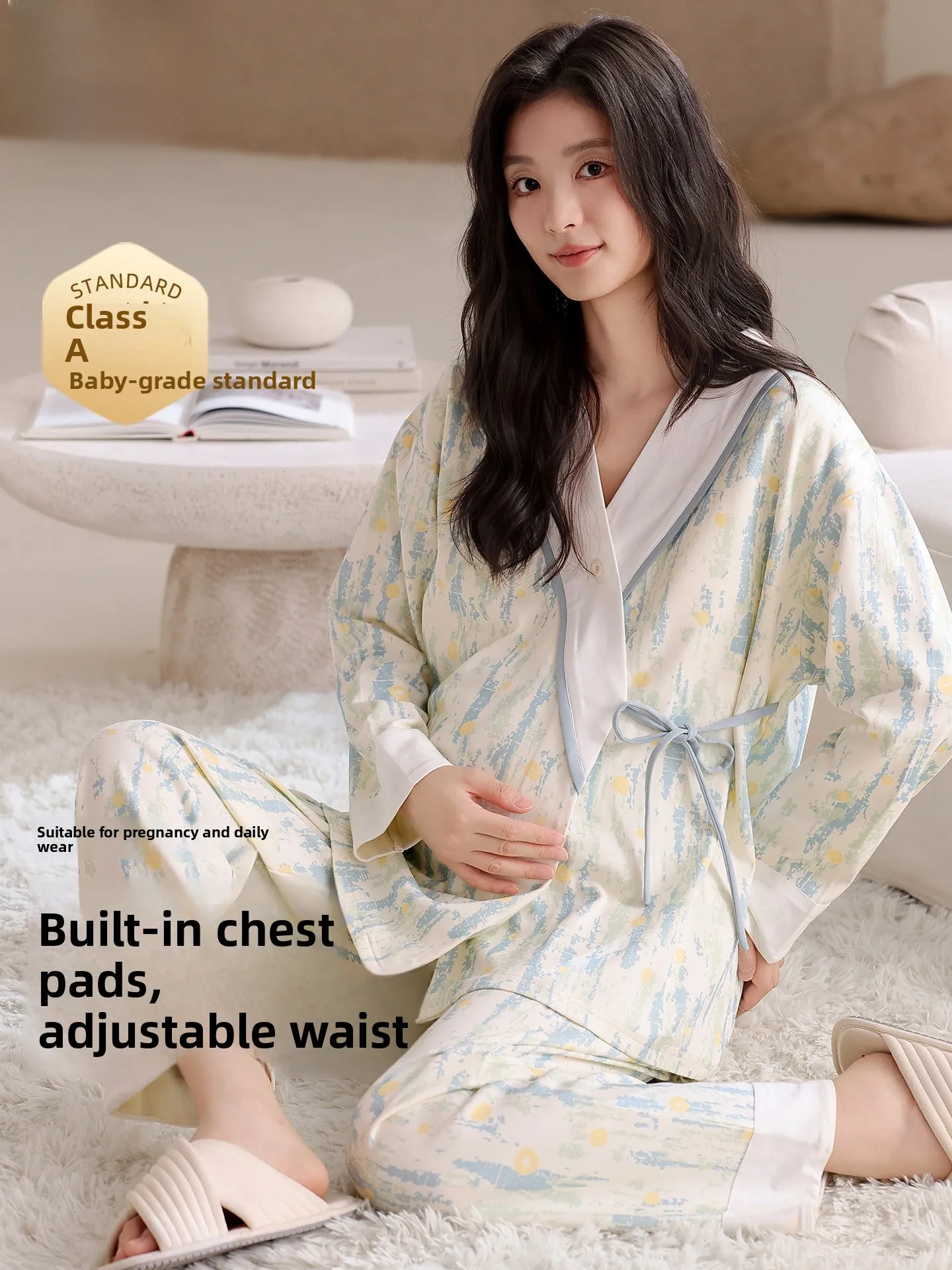100-pure-cotton-maternity-sleepwear-set-with-chest-pad-spring-autumn-home-clothes-set-for-postpartum-nursing-women