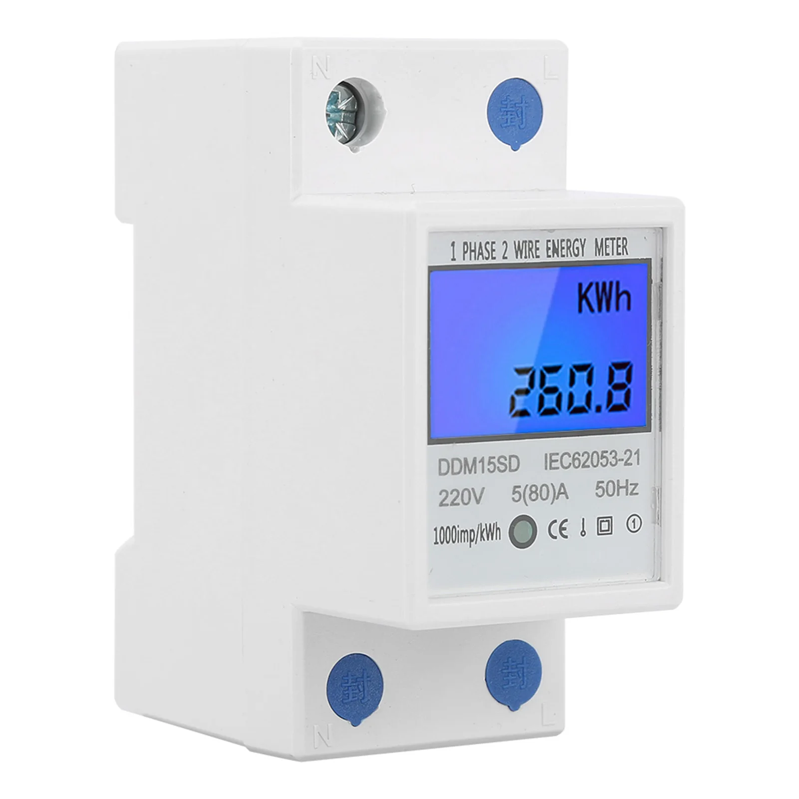5-80A DDM15SD LCD Backlight Digital Display Single Phase Electronic Energy KWh Meter Energy Meter KWh Meter Electronic KWh Meter