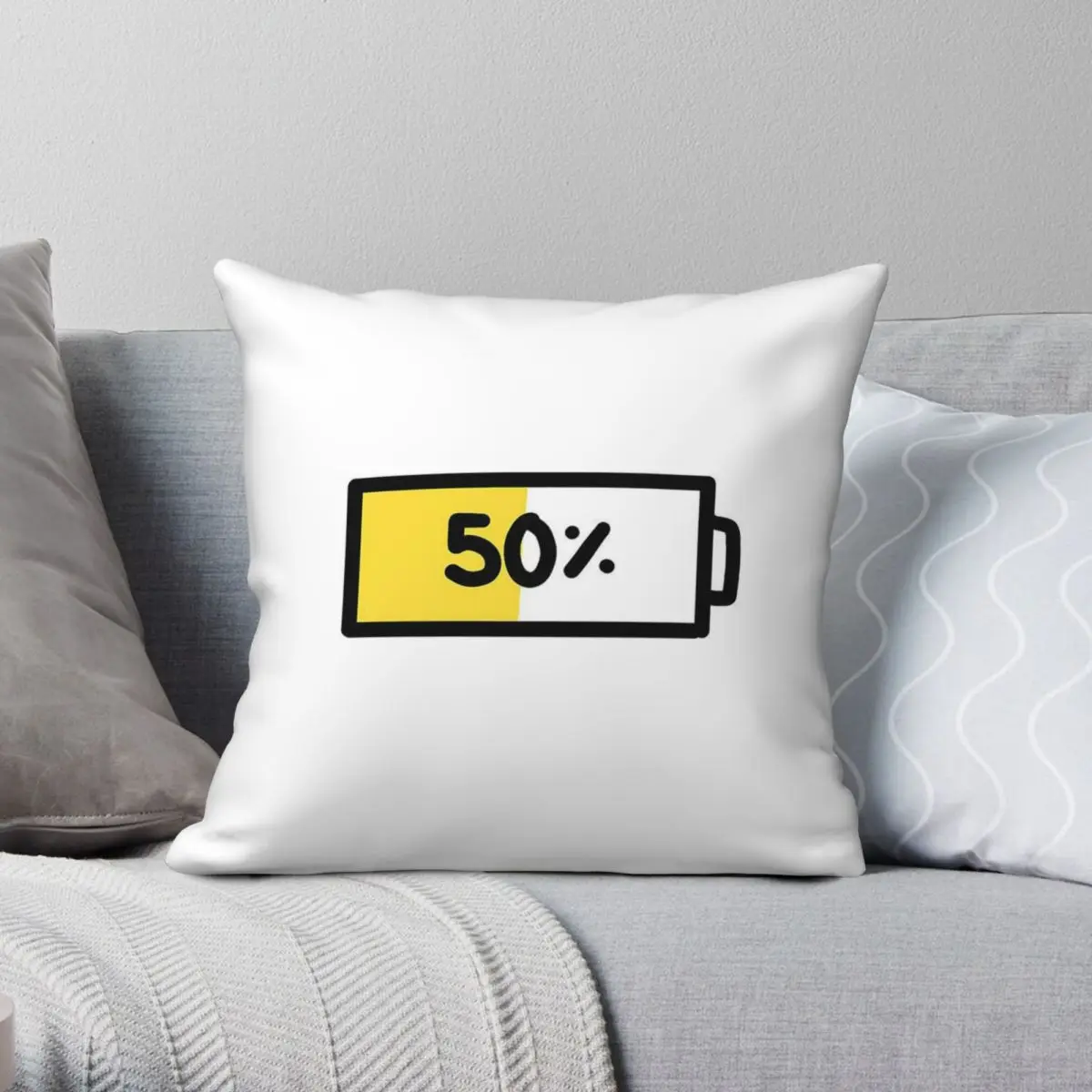 

Charging Low Battery Square Pillowcase Polyester Printed Zip Decor Pillow Case Home Cushion Cover