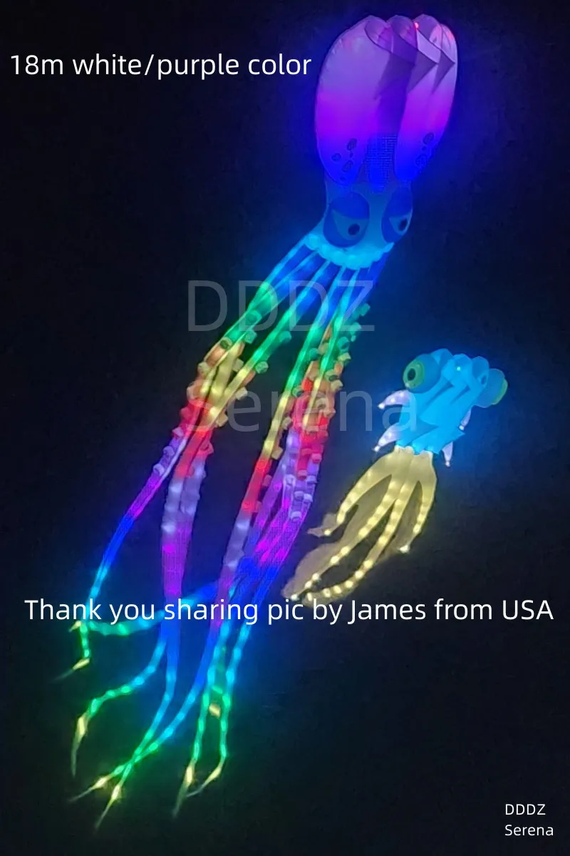 DDDZ Arco Iris color 18m LED pulpo 30D tela de poliéster Ripstop pipa inflable grande y suave con control remoto pipa nocturna