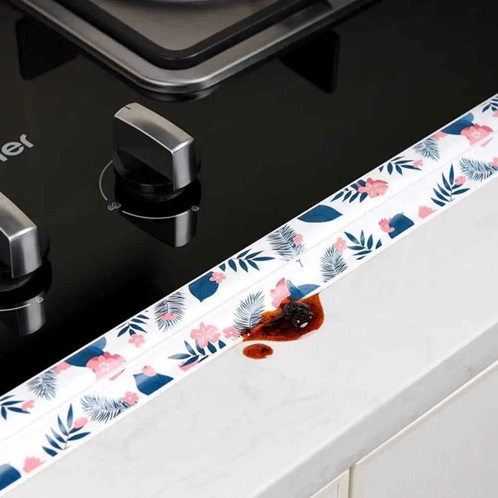 Anti Mold Kitchen Sink Waterproof Tape Fashion Self Adhesive Self Edge Printed Stickers Seal Gap Sink Corner Tape Wall Corner