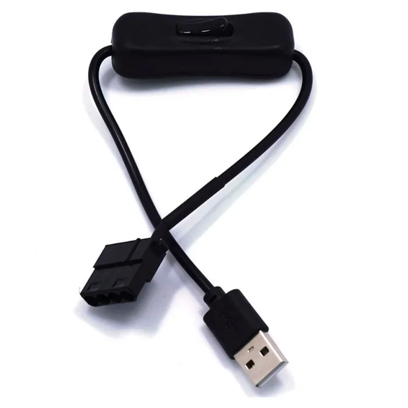 Chất Lượng Cao 1-1 2 USB-3 Chân/4-Pin PWM USB 5V Tay Dài quạt Điện Cáp Kết Nối Có Công Tắc ON Off