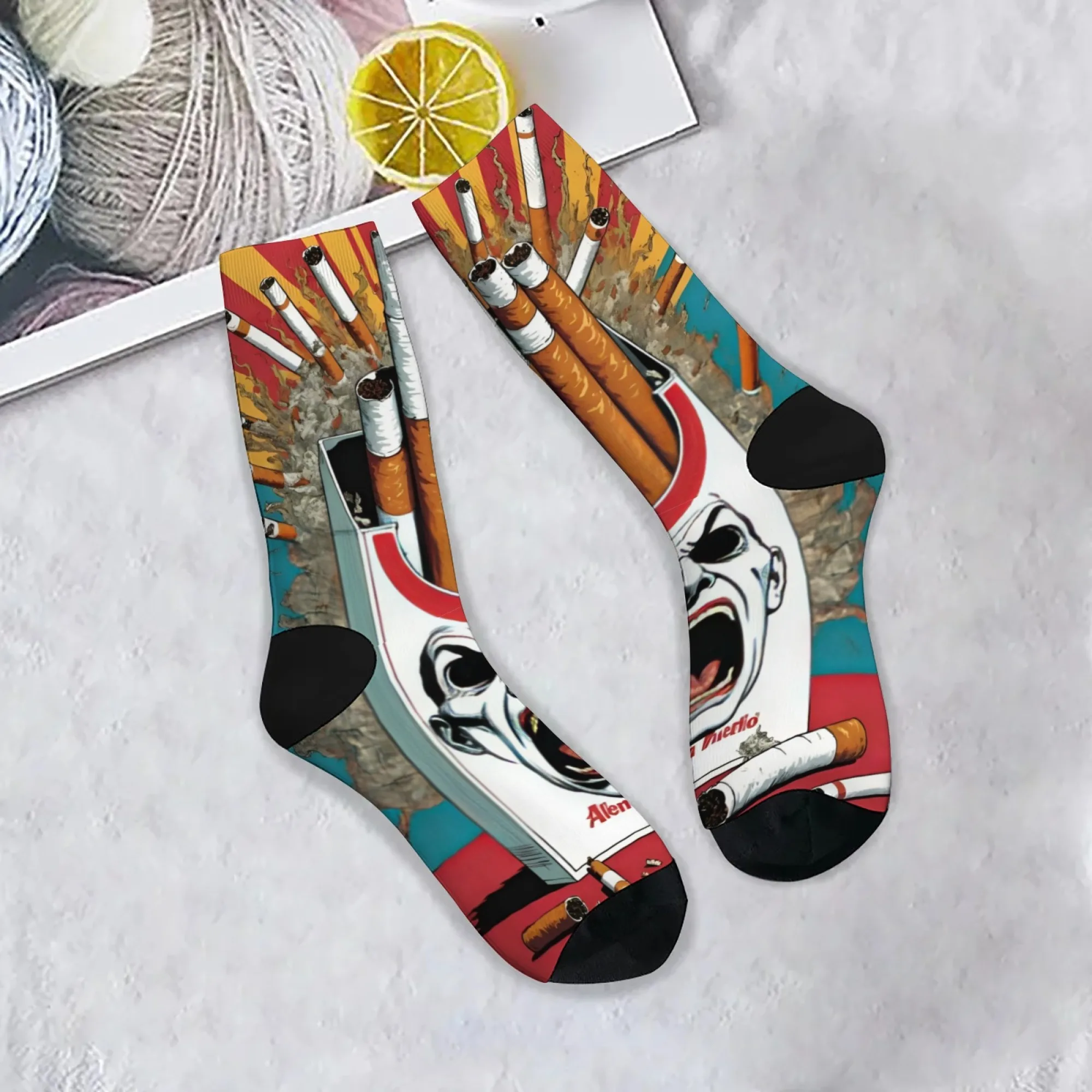 Calzini da uomo pazzi e divertenti per sigarette Calzini hip-hop da strada alla moda retrò Calzini casual comodi e traspiranti Novità regalo per feste