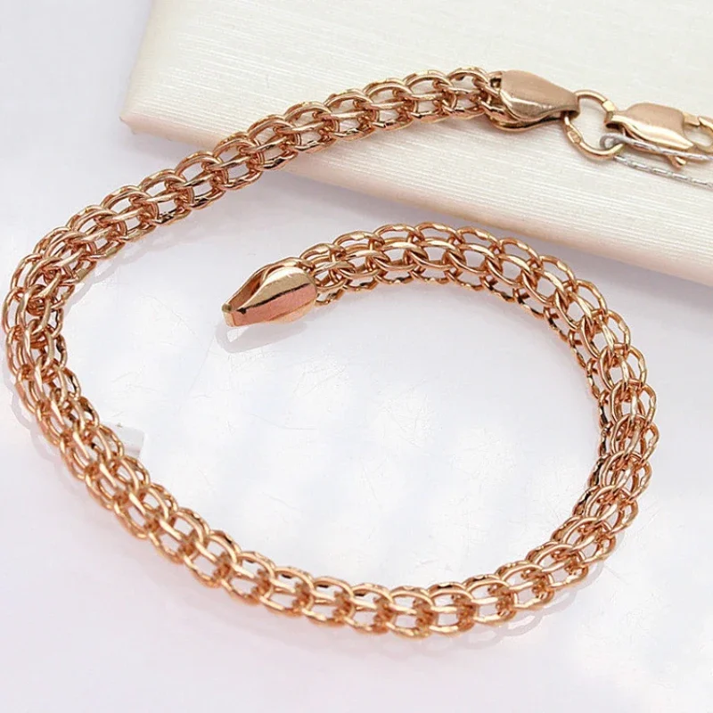 585 Purple Gold Hoop Buckle Bracelet Plated 14K Rose Gold Fashion Unisex Style High Quality Elegant Bangles Jewelry