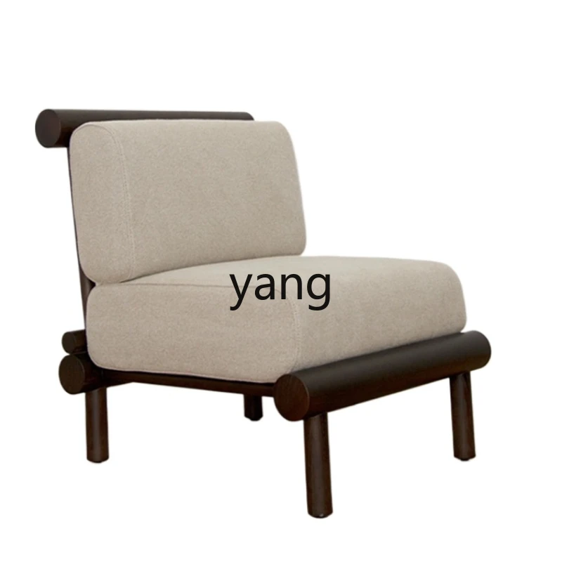 

LXL New Chinese Style Solid Wood Fabric Couch Hotel Retro Lazy Bone Chair Villa Apartment Leisure