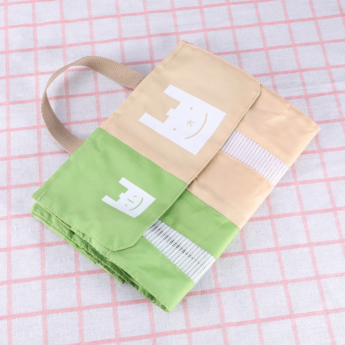 

Dual-Port Waterproof Hanging Grocery Bag Storage Organizer Kitchen Garbage Bag Holder Cartoon Rabbit Design Fruit Green