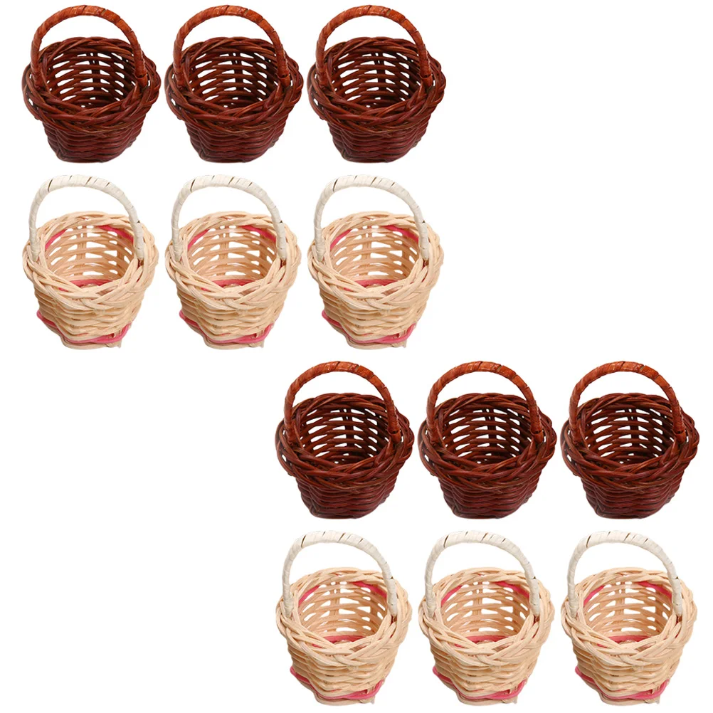 

12 Pcs Mini Woven Baskets Tiny Flower Basket Model Home Supplies Decor Storage Baskets Petal Hairpin Jewelry Holder