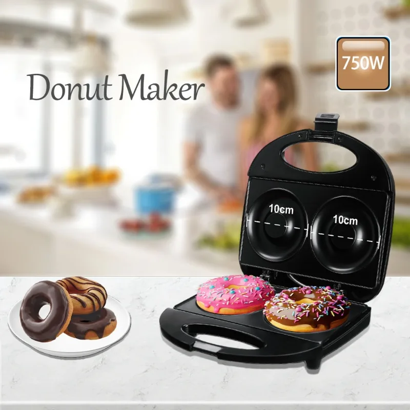EU Standard Mini Electric Donut Machine Multifunctional Home Breakfast Baking Machine Automatic Non-stick Pancake Cake Maker