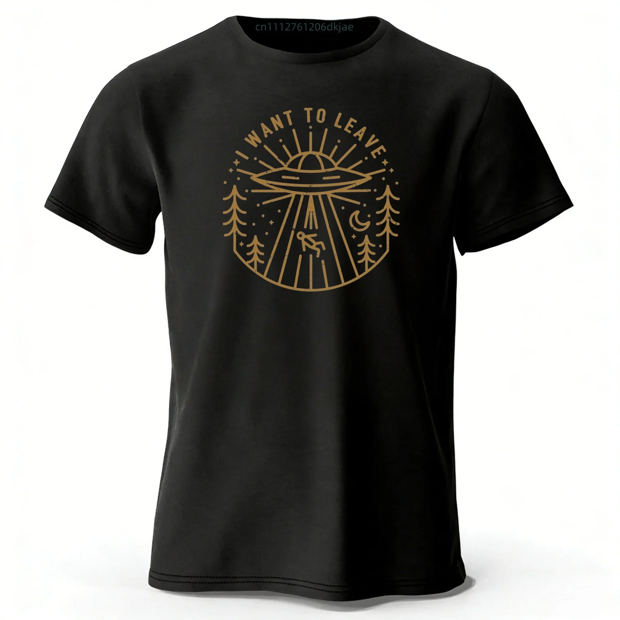 Escape Earth Project UFO Themed Design Cotton Short-Sleeve Summer Men's Comfortable Soft Loose-Fit Casual Sports T-Shirt Top