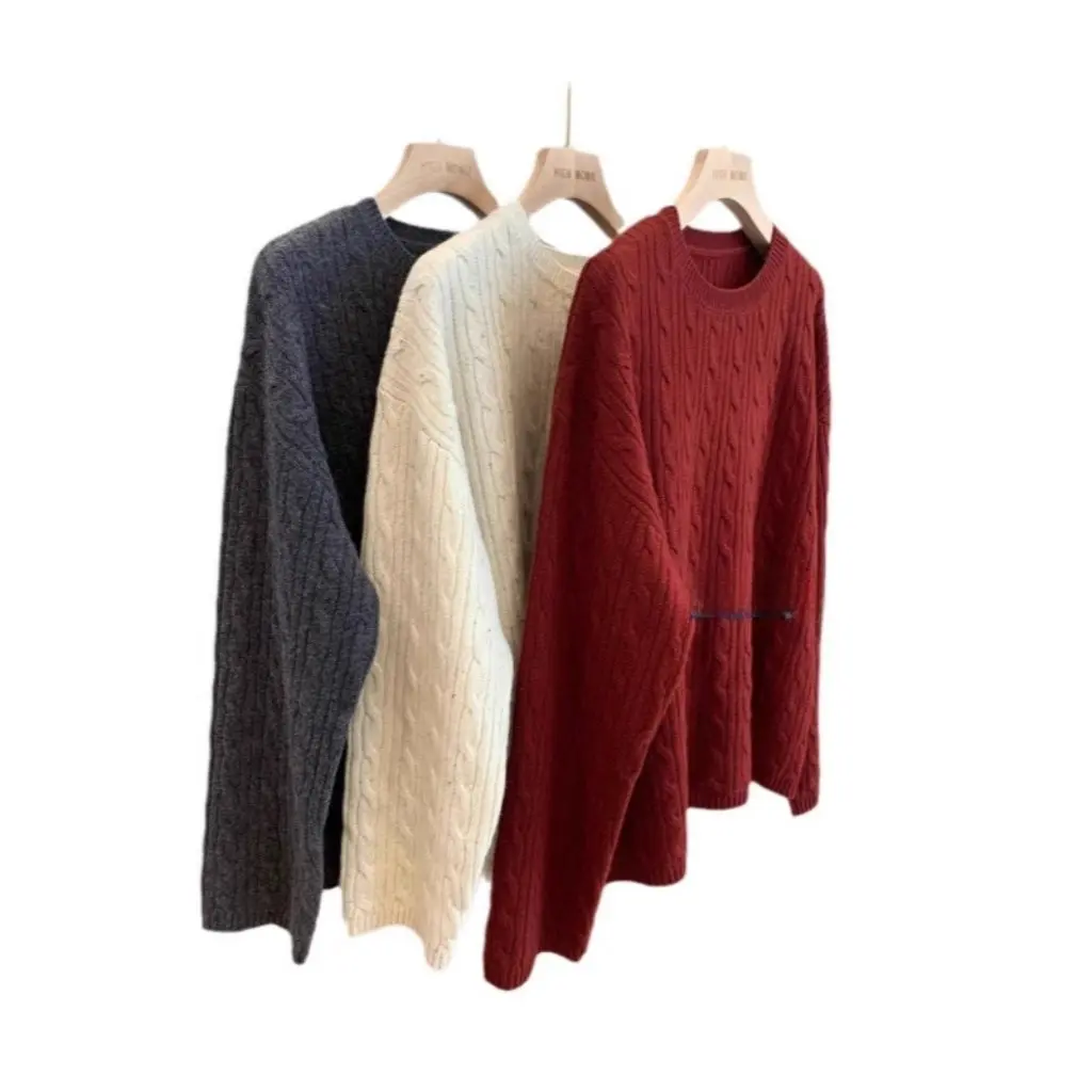 

Women's High Density Twist Slimming Wool Sweater Foreign Style Lazy Wind Loose Fit Autumn Winter New F102319