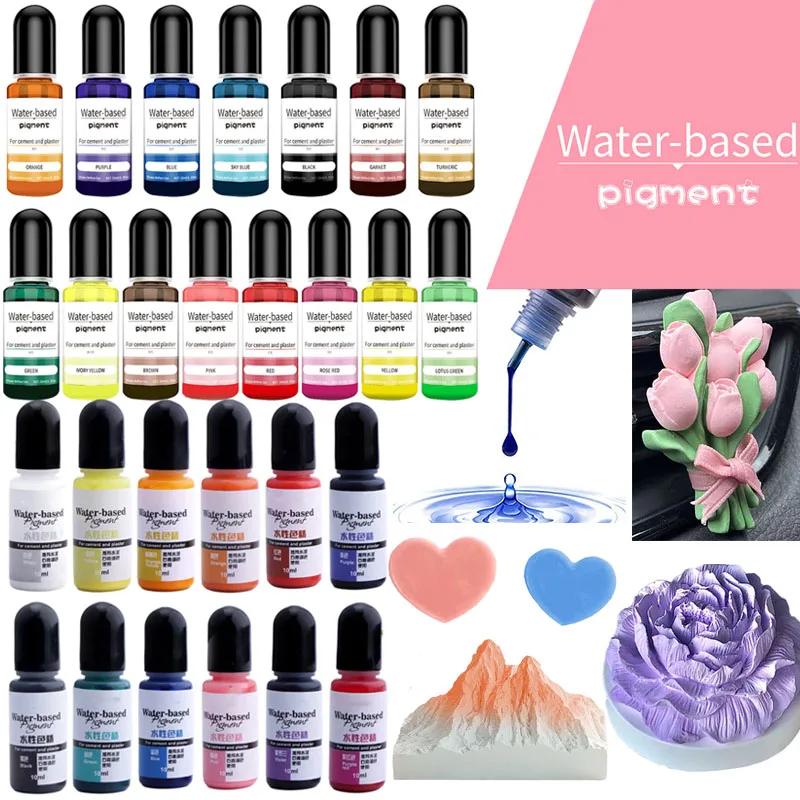 10ml Water-Based Gypsum Cement Coloring Plaster Pigment Watercolor Essence Powder Dye Gypsum Craft Pigment Pottery Coating