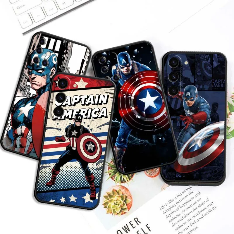 

Marvel Captain America Creative Style For Samsung Galaxy S25 S24 S23 S22 S21 S20 S10 Ultra Plus FE 5G Black Soft TPU Cover