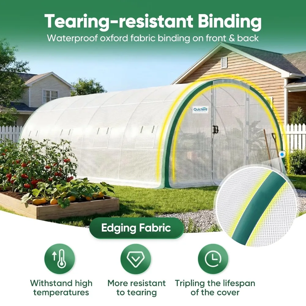 20x10x6.6 FT Outdoor Greenhouse, Premium Heavy Duty, Dual Door Frames, Reinforced Top Structure & Cover, Custom