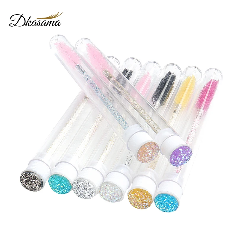 

50pcs Reusable Eyelash Brush Tube Disposable Eyebrow Brush Resin Drill Replaceable Mascara Wand Brushes Dust-proof Makeup Tools