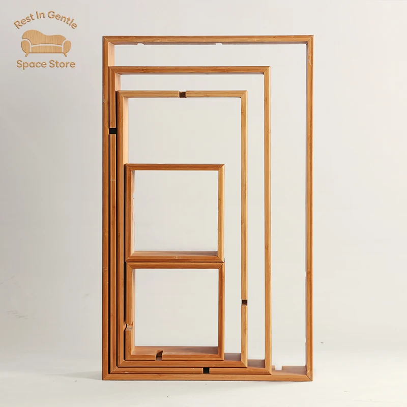 Chinese-style bamboo tea cabinet storage Duobao grid, Japanese-style bamboo and wood small bogu frame, large purple sand